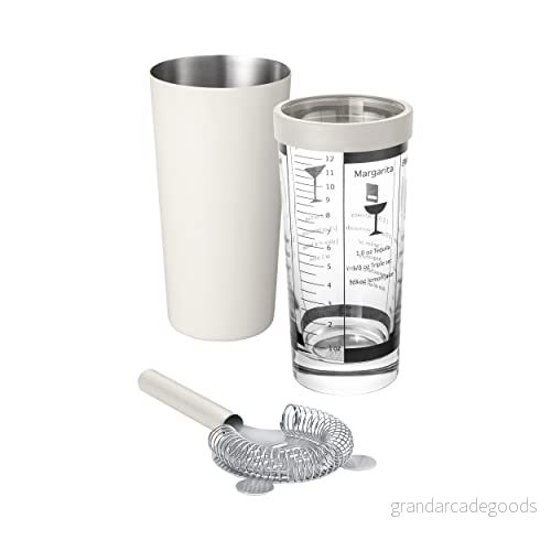 blomus lounge Boston shaker set, exakt dosering genom olika mått på koppen, inklusive barsil, 500 ml, färg Moonbeam (64290) 4008832787430