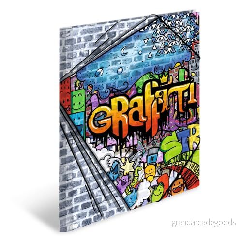 Herma 19187 samlarmapp DIN av stabil plast med tryckta innerfickor, gummikuggmappa, hörnnyckelmappa, teckenmapp för barn A4 graffiti 4008705192378