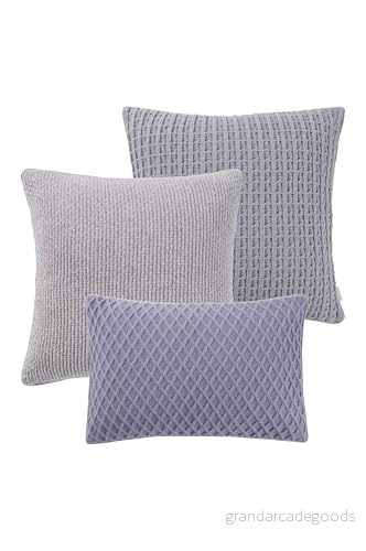 Jotex Mila örngott 3 pack, med stickad framsida av högkvalitativ polyester lila, 50 x 50, och 60 40 cm 7325902563037