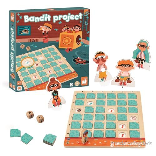 Janod jeu de logique bandit project tableau à double entrée enquête en bois et carton fsctm dès 5 ans 3700217350871