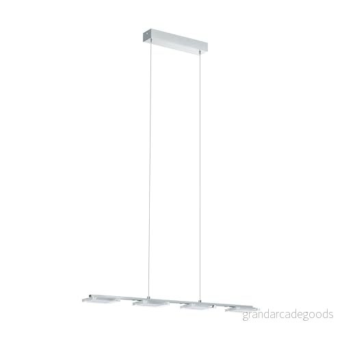EGLO LED pendellampa, Cartama, 4 lampor, modern, hänglampa av metall och plast, matbordslampa i krom, klar, satinerad, hängande vardagsrumslampa, fyrkantiga lysdioder varmvit 9002759942441
