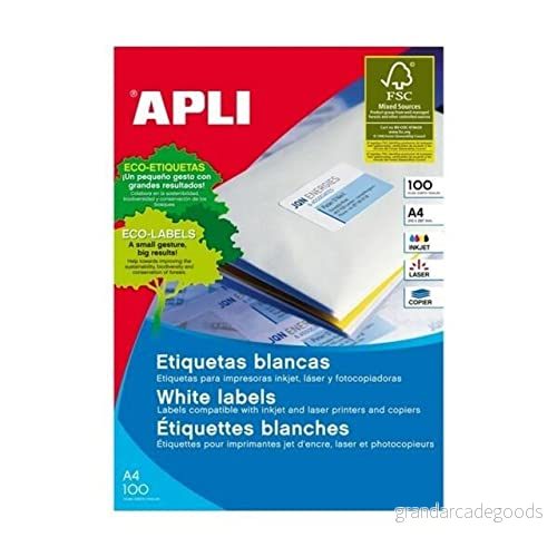 Apli 1273 Pack 100 tvåfärgade etiketter för skrivare 70 x 37 8410782012733
