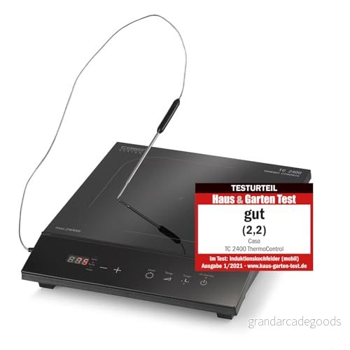 CASO TC2400 Thermo Control enkel induktionshäll med termometer för exakt stekning och matlagning, perfekt SousVide, temperaturområde 60240 C, timer, 2 400 watt 4038437022353