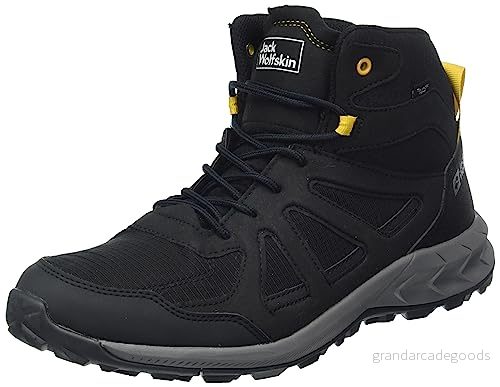 Jack Wolfskin Herr Woodland 2 Texapore Mid M sneakers, Svart burly Yellow Xt, 39.5 EU 4064993192520