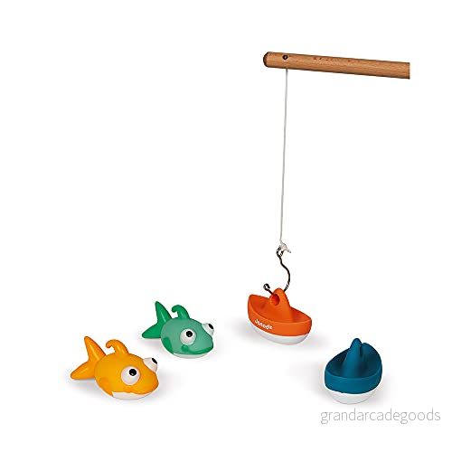 Janod Fishing Game 2 Squirters Included Early Years Bath Toy Suitable for Ages and Up, J04715 3700217347154