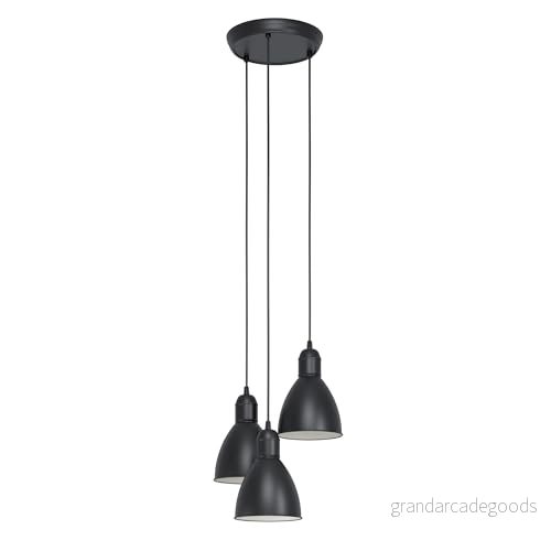 Eglo Priddy, pendellampa med 3 ljuskällor, vintage i industriell design, retro hängande lampa av stål, färg: svart, vit, fattning: E27 9002759494650