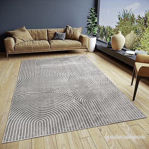 Hanse Home Faron matta vardagsrum kort lugg (höjd: 3 mm) vardagsrumsmatta, skandinaviskt boho mönster, 3D effekt, geometrisk, modern för sovrum, matsal, barnrum grå, 80 x 140 cm 4262377774823
