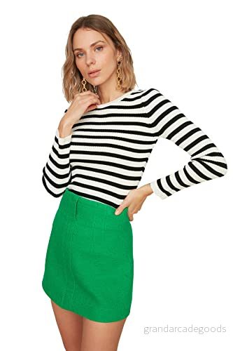 Trendyol Kvinnors ECU randig stickad tröja, ecru, XS 8683045782098