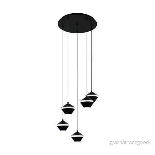 Eglo Perpigo, hängande lampa med 5 ljuskällor, stålhänglampa i svart, matbord, vardagsrum, GU10 fattning, Ø 55,5 cm 9002759986834