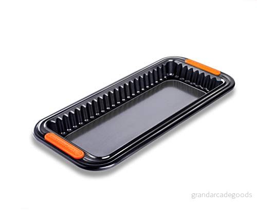 Le Creuset 941032290 Hård non stick rektangulär räfflad tårta tenn, smidd aluminium, svart 630870204132