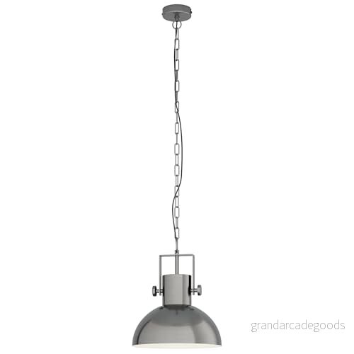 EGLO pendellampa Lubenham, 1 lampa vintage i industriell design, retro hänglampa av stål, färg: nickel matt, kräm, fattning: E27 9002759431679