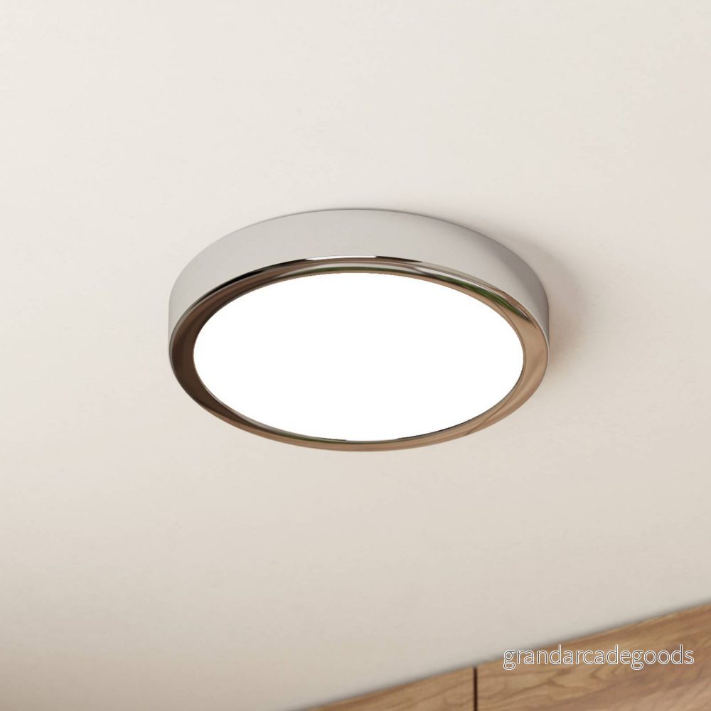 EGLO LED taklampa Fueva 5 IP44 3000K krom Ø21cm 9008606245246