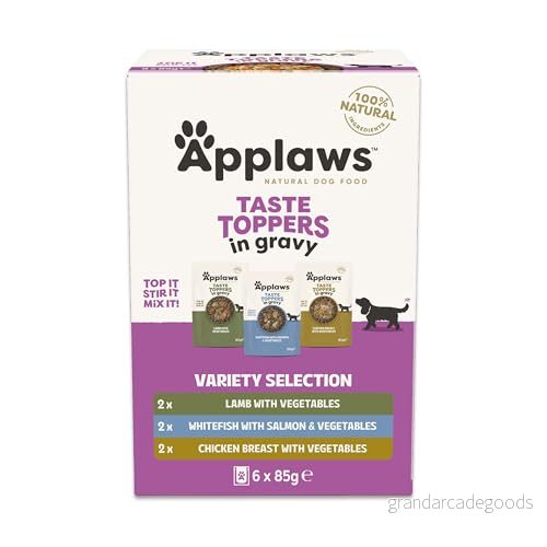 Applaws Premium Natural våt mat för hundar, spannmålsfritt urval av kyckling och fisk i sås, fodertoppning hundar 6 x 85 g förpackning 5060481898713