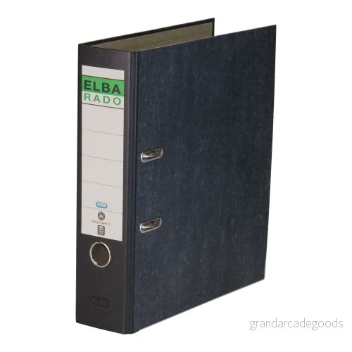 ELBA 100081018 Recycling mapp molnmarmor 8 cm bred DIN A4 svart baksida grön stång blå ängel certifierad 4002030104075