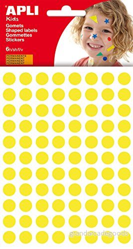 APLI Kids 13232 Påse runda klistermärken Ø 10,5 mm gul permanent 6 ark 8410782132325