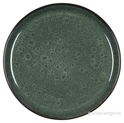 BITZ tallrik, tårttallrik, desserttallrik i stengods, 21 cm diameter, svart/grön 5722008212593