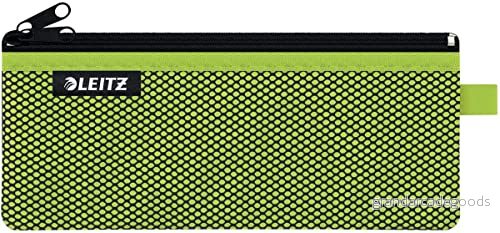 Leitz WOW Fodral med två fickor, dragkedja, nylon, tvättbar, medium (21 x 8,5 cm), grön, 40120054 4002432122554
