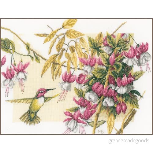 Lanarte Räknat mönster förpackning fuchsie & kolibri räknare korsstygnförpackning, bomull, flerfärgad, 38 x 30 0,3 cm 5413480546732