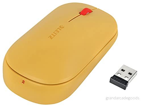 Leitz SureTrack Trådlös Datormus, Passar Både Höger & Vänsterhänta, Anslut med Bluetooth eller 2.4 GHz USB A, Windows, Android Apple, Cosy kollektionen, Gul, 65310019 4002432129393