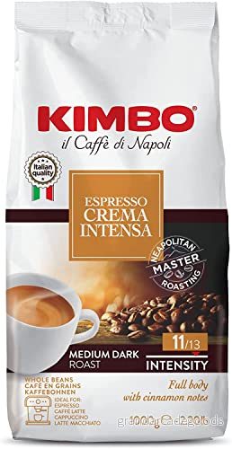 6x Kimbo Espresso Italiano Crema Intensa Caffè kaffeblandning rostad i bönor intensiv grädde 1 kg italiensk kaffe hela kaffebönor mörkstek 8002200140687