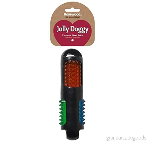 Rosewood 40341 flerfärgad, blinkande kast och apporteringsstav interaktiv hundleksak av TPR gummi, längd: 19 cm 5025659403410