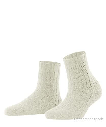 FALKE Bedsock Rib husstrumpor ull kashmir svart vit många fler färger förstärkta stugstrumpor utan mönster andas mjuka och håller huden varm i sängen 1 par, Weiß (Off white 2049), 38 EU 4031309210094