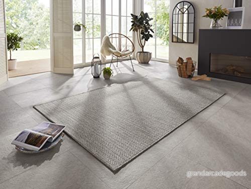 Elle Decor platt vävd inomhus och utomhatta i handgjord look Caen Creme, 120 x 170 cm 80x150 GRÅ 4260578029834