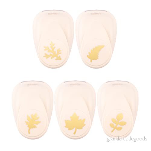 Vaessen Creative Stanzer Set motivstansare höst 5 stycken lerpapper och pysselmaterial upp till 250 g/m² för pyssel med papper scrapbooking, vit guld 8716052240371