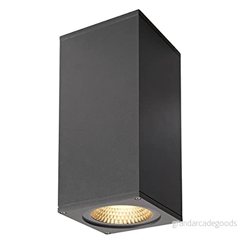 SLV Stor teo rulle, utomhus vägglampa, tvåflammig, LED, 3 000 K, flood up/down, antracit, B/H/T 13/27,5/13,5 cm 4024163175715