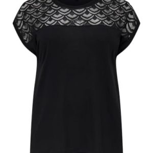 Carmakoma Carflake Life S/S Mix Top T-shirt – Svart – S-42/44 5714510784897 Carmakoma Carflake Life S/S Mix Top T-shirt – Svart – S-42/44 5714510784897