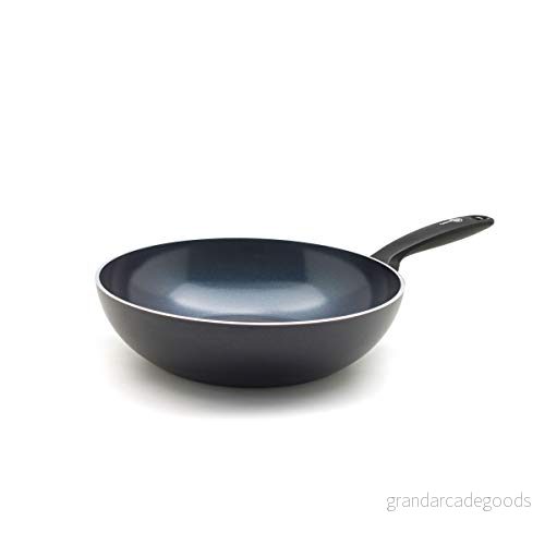 GreenPan Torino 28 cm/3,6 l non-stick wok, 100% hälsosam keramik, metallredskap/induktion/diskmaskin/ugnssäker, svart 4895156652755