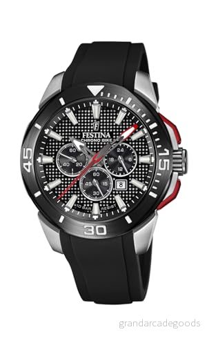 Festina Analog kvartsklocka för män med silikonarmband F20642/4, Silver svart, Bälte 8430622795411